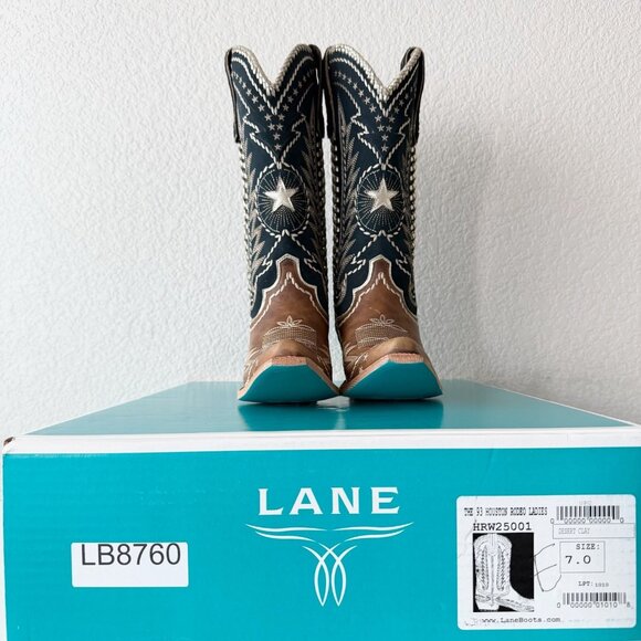 Lane RODEO HOUSTON Womens Cowboy Boots 7 Brown Western Cowgirl Mid Calf Tall - Picture 10 of 11